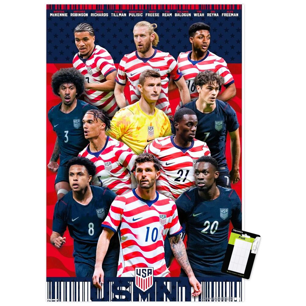 US Soccer US Men's National Team Starting XI 26 Wall Poster, 22.375" x 34"